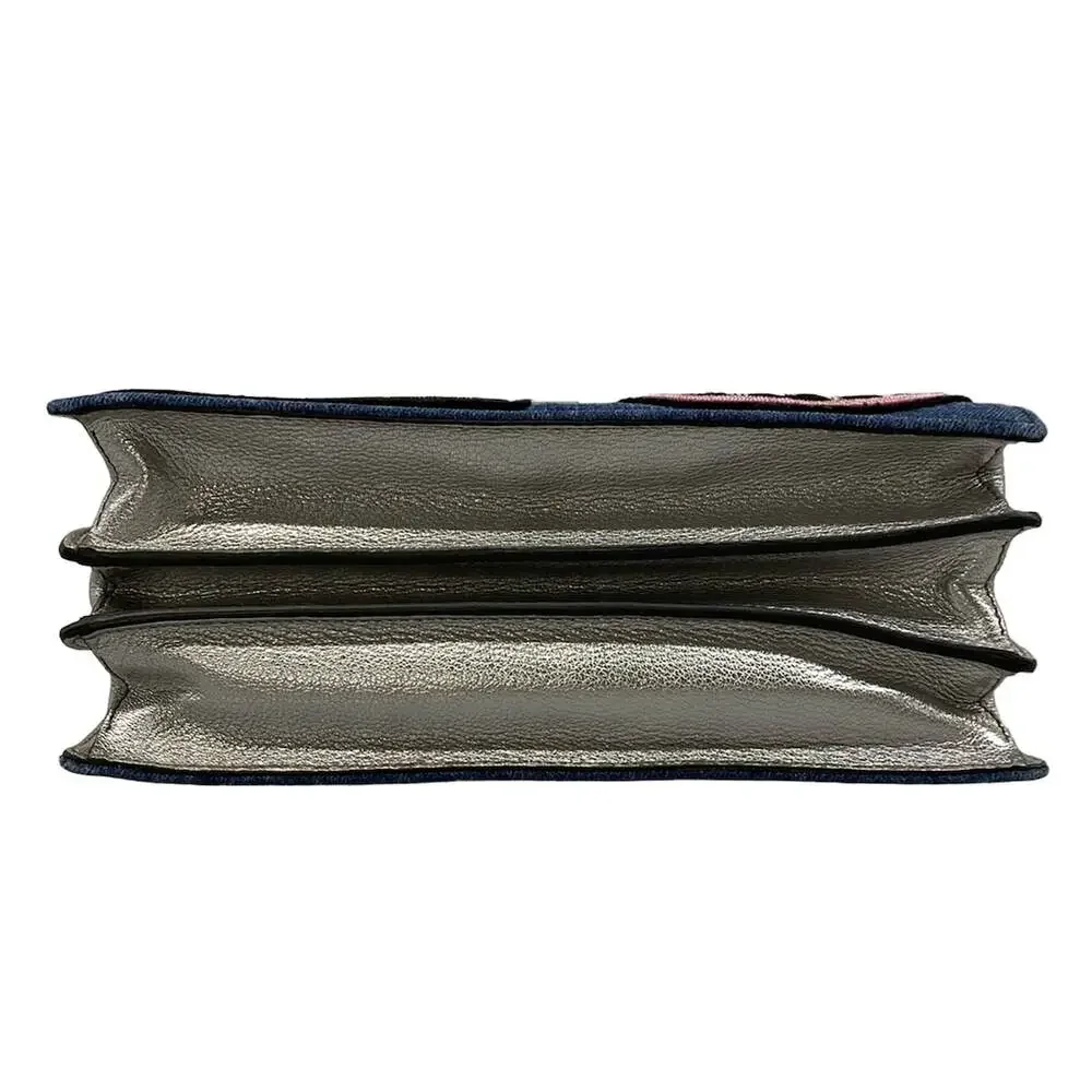 Miu Miu Handbag 5BA108 Navy Silver Multi Denim Leather